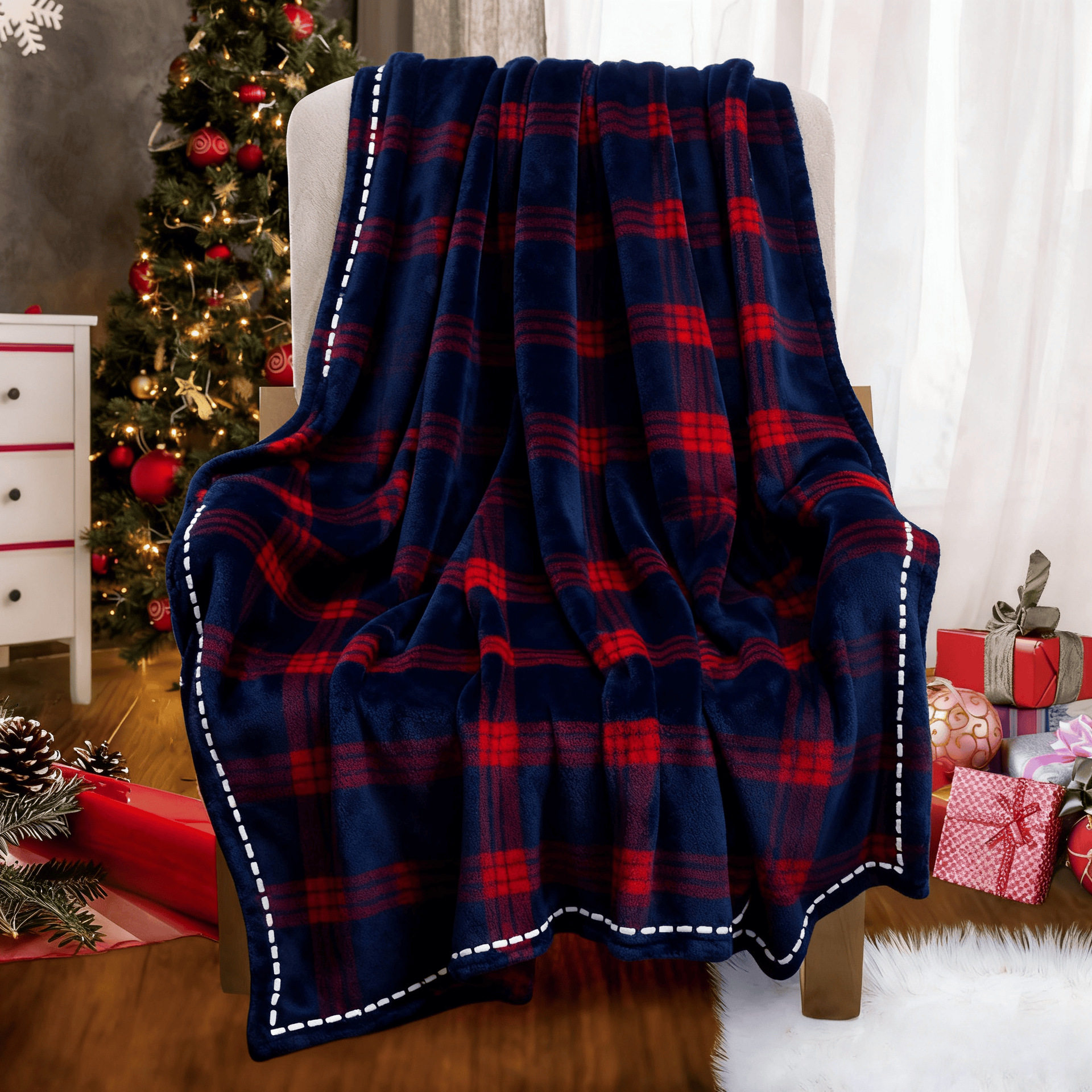Source Factory Temu Xiyin Christmas Flannel Blanket Four Seasons Blanket Portable Blanket Thickened Warm Nap Blanket