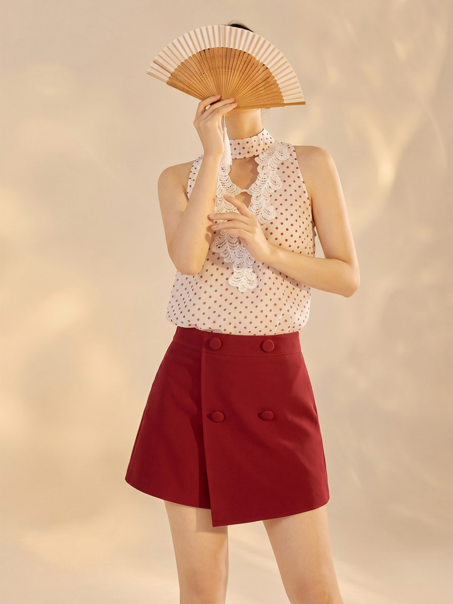 Bộ áo ba lỗ in họa tiết hoa phối chân váy hoặc quần short dáng dài thanh lịch — Áo ba lỗ, Quần short, Chân váy, Bộ đồ [áo ba lỗ + quần short]