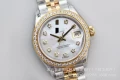 Diary women's watch diamond circle with gold and white mother-of-pearl dot diamonds