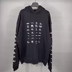 High Version Paris Classic B Family Collection Multi-Element Full-Print Classic Logo Printed Os Loose Hooded Sweatshirt