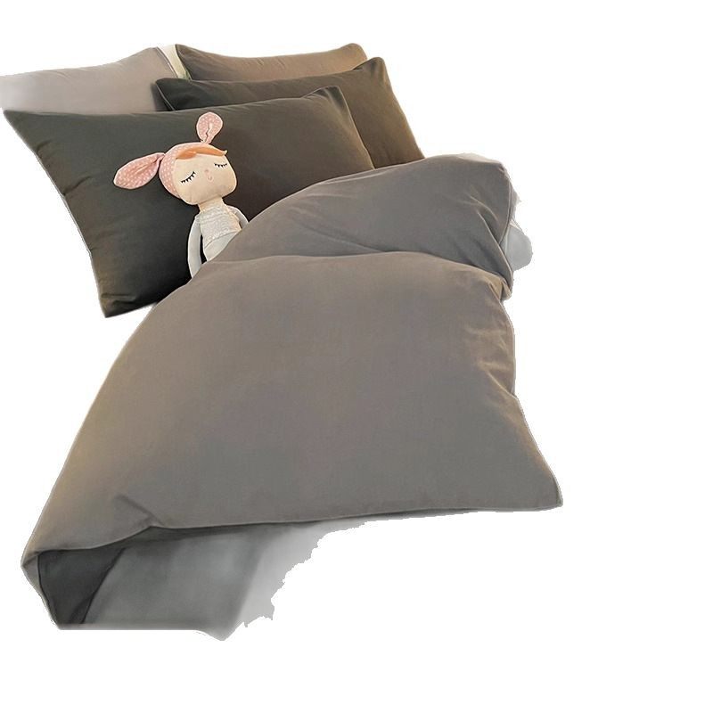 Ins Four-Piece Bed Bed Sheets Quilt Cover Student Dormitory Single Bedding Washed Cotton Three-Piece Set Ins Style