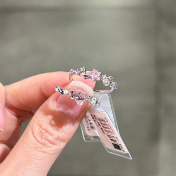 Pink Zircon Five-Pointed Star Heart Ring, Fresh Spring Color, Sweet and Fashionable Design, Niche Bestie Ring, Luxury