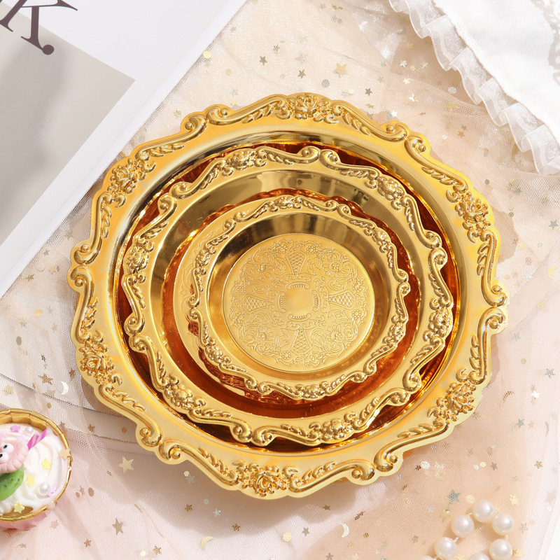 Metal Cake Plate Afternoon Tea Cake Tray Household Living Room Coaster Suck Dish Fruit Plate Jewelry Storage Plate Ornaments