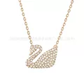 White swan rose gold necklace
