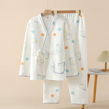 Cartoon printed air cotton monthly clothing autumn and winter pregnant women postpartum lactation cotton home clothing warm maternal pajamas