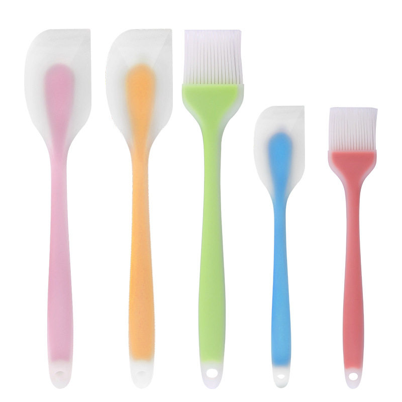 Translucent Silicone Scraper Oil Brush One-piece Cake Cream Stir Spatula Spatula Blade Barbecue Brush Baking Supplies