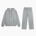 Gray hoodie & straight-leg pants set (silver label)