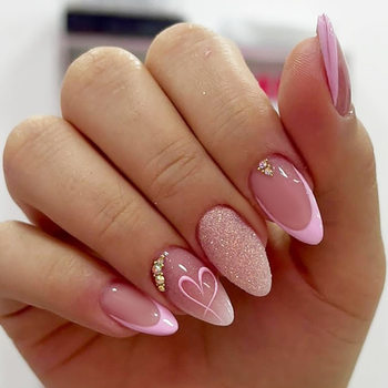 Ins Style Nail Art Nail Pieces Valentine's Day Wearing Nail Pink White Gradient Gradient Powder Hand Wearing Nail Patch