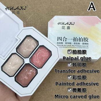 4-color clap glue nail art 2025 new gradient blush painted glue black and white red high saturation fine flash platinum glue