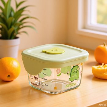Baby Food Supplement Box, Steamable Glass Bowl, Fresh-Keeping Storage Custard Bowl, Baby-Specific Scale Food Supplement Bowl, Microwaveable
