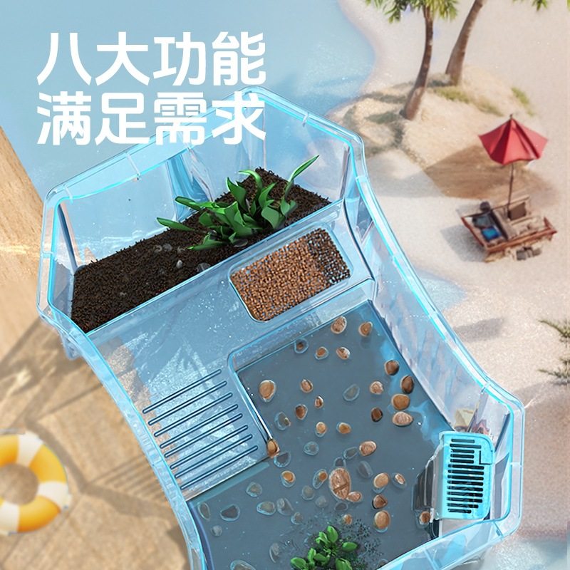 Chongshangtian Turtle Tank Comes with 2 Live Brazilian Turtles with Terrace Turtle Basin Pet Box Kidsren's Gift