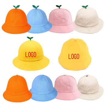 Children's small yellow hat logo printing Japanese small balls fisherman hat sunscreen summer kindergarten students sunshade hat