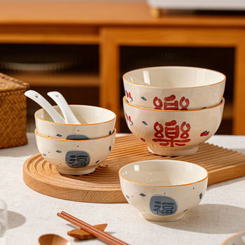 Tableware Set Rice Bowl Household Good-Looking New High-Value 2025 Bowls and Plates Housewarming Ceramic Soup Noodle Bowl Dishes Dinner Plate