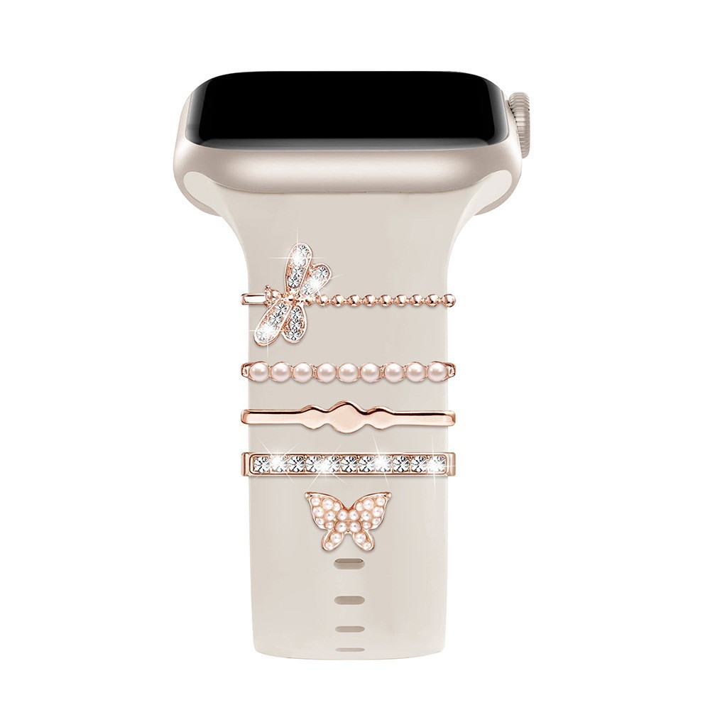Crystal Diamond Gemstone Watch Strap Ring Accessories Suitable for Apple 9/10 Generation & Xiaomi Women's Watch Strap Accessories Niche Design
