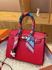Large-Capacity Casual Shoulder Bag 2025 New Fresh and Sweet Crossbody Bag Printed Silk Scarf Kelly Bag for Women