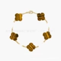 Tiger eye gold-five flower bracelet