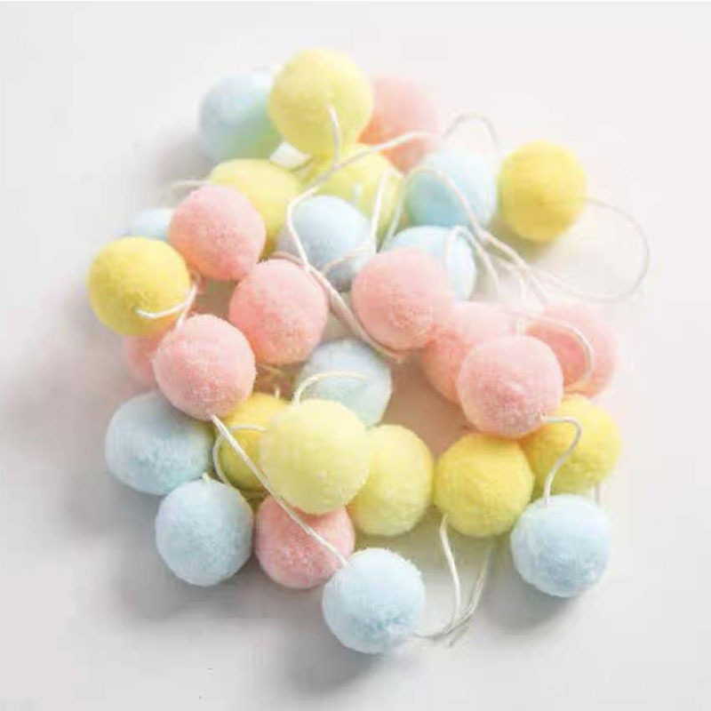 Ins Nordic Style Fur Ball String Hanging Ornaments Children's Room Girl's Room Macaron Christmas Valentine's Day Hanging Ornaments Party Finished Products