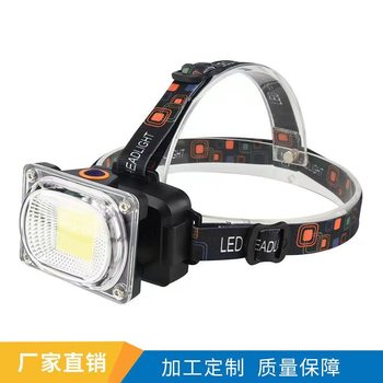 Strong Light Head-Mounted Rechargeable 18650 Lithium Battery Led Floodlight Cob Work Astigmatism Headlight Red and Green Flashing Warning