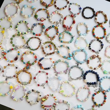 Manufacturer Wholesale Cute Elephant Love Bear Accessories Fresh Bracelet Chain Cute Summer Blue Beaded Versatile Jewelry