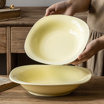 Ins-style Korean-style Ceramic Dish and Dish Household Feel Creamy Color Vegetable Bowl Curry Rice Bowl Neat Bowl Slight Flaw