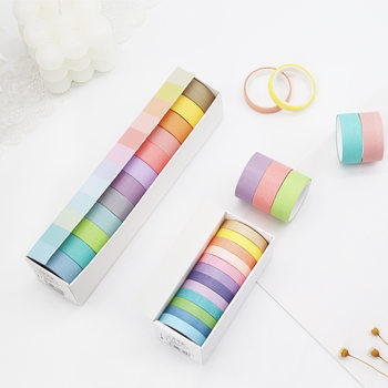 Solid color and paper tape suit Macaron candy color rainbow DIY hand account tape 12 color hand account tape wholesale