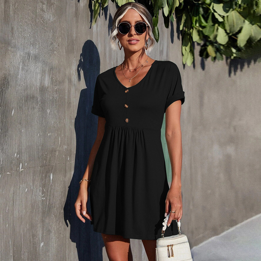 V Neck A Line Dress Solid Color Minimalist Style Elegant Fit Perfect for Work or Casual Occasions Wholesale