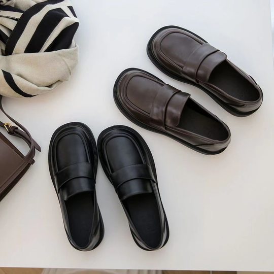 Thick-soled loafers women's small leather shoes 2024 spring and autumn new Korean style versatile retro single-layer shoes with soft sole