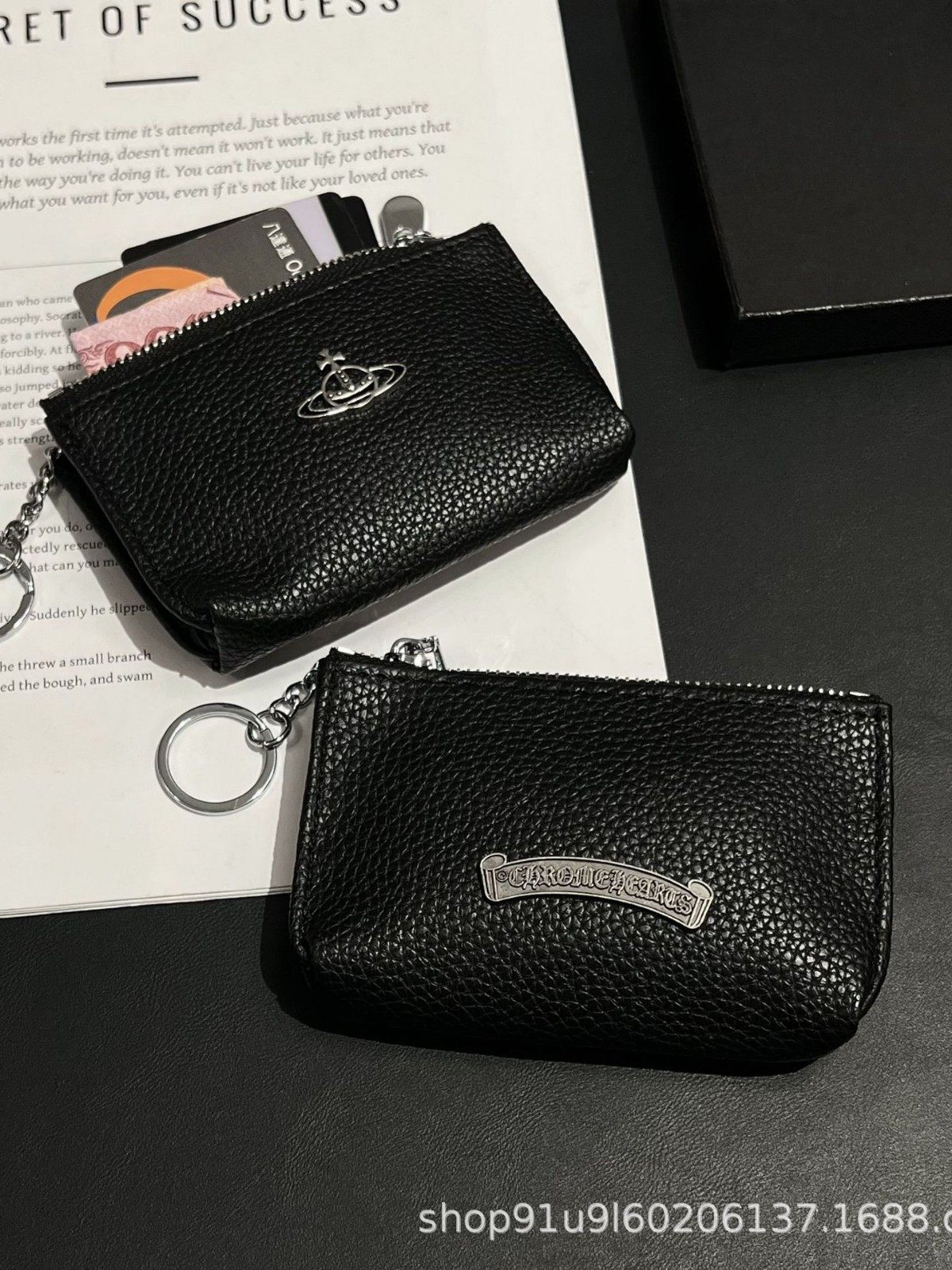 Crow's Same Leather Cross Sword Zipper Card Holder Card Holder Coin Purse Small Cosmetics Bag Niche High-End Sense