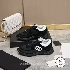 2025 New Style Small Fragrant Lace-Up Genuine Leather Color Matching Sports Shoes Canvas Running Shoes Couples Heightening Versatile Yoga Shoes