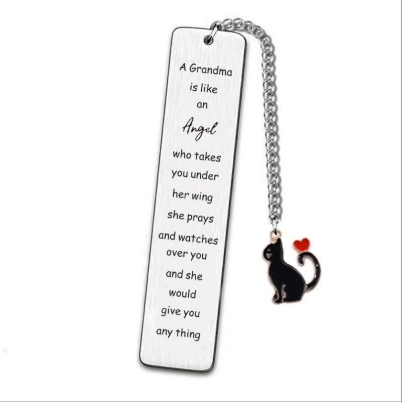 Cross-Border Best-Selling Amazon New Stainless Steel Engraved Bookmark Cartoon Cat Keychain Teacher Student Gift