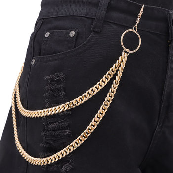 Qifu Fashion Trendy Double-Layer Metal Trouser Chain, Versatile and Simple Denim Clothing Accessories Trouser Chain