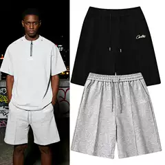 American High Street Fashion Brand Alcatraz Corteiz Letter Print Unisex Sports Shorts Vibe Style Short Sweatpants
