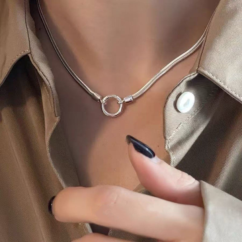 S925 Sterling Silver Crystal Necklace Women's Clavicle Chain Micro-Paved Zircon Short Necklace Accessible Luxury High-End Color-Preserving Necklace