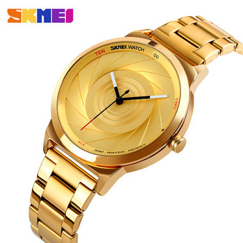 Beautiful Time Fashion Trend Men's Business Watch Simple Three-Dimensional Surface Waterproof Steel Band Gold Quartz Watch for Men