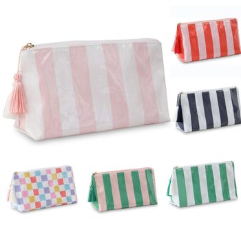 Factory Direct Sales New High-Looking Striped Waterproof Pvc Toiletry Bag Cross-Border Transparent Outer Mold Cosmetics Storage Bag