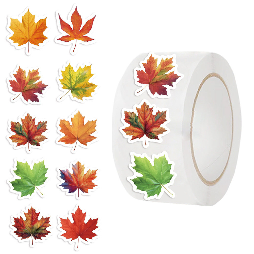 500 sheets/roll roll roll paste cross-border hot tape cartoon maple leaf paste hand account material decorative envelope sealing sticker