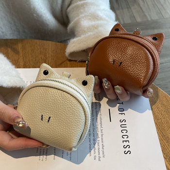 Genuine Leather Coin Purse Women's New Arrival Small Cyber Popular Portable 2025 High-Grade Cute Cowhide Coin Bag Fashionable Small Wallet