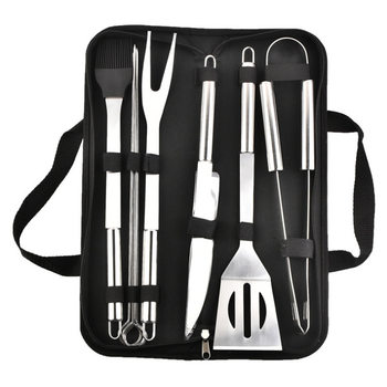 Barbecue tools suit combination portable outdoor household baking set Oxford cloth bag nine-piece stainless steel baking set