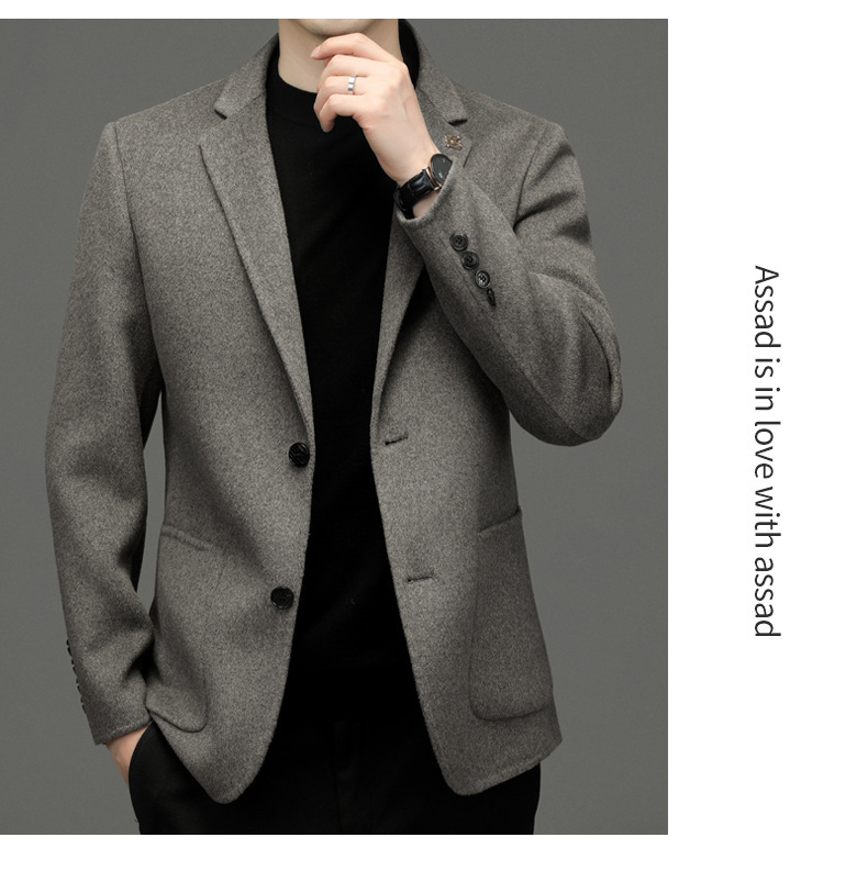 Áo blazer nam len hai mặt dáng ôm phong cách tối giản — màu cam, con lạc đà
