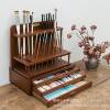 Wooden Desktop Large Storage Brush Brush Shelf Storage Rack Art Supplies Storage Rack Makeup Brush Storage Rack