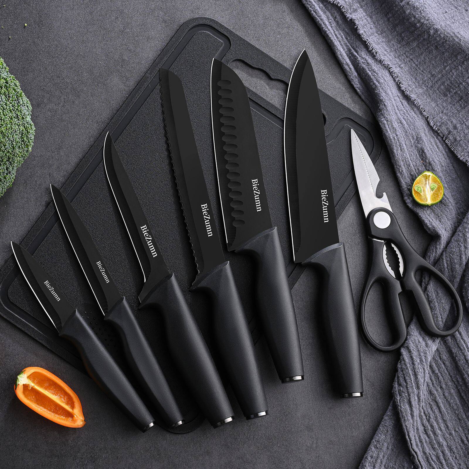 Foreign Trade Factory Cross-Border E-Commerce Spot Wholesale Stainless Steel 15-Piece Kitchen Chef Multi-Functional Set of Knives