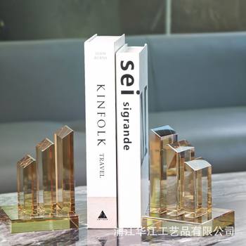 Cross-Border European Normcore Accessible Luxury Geometric Art Crystal Book Shelf Ornaments High-End Study Gift Bookshelf Crafts