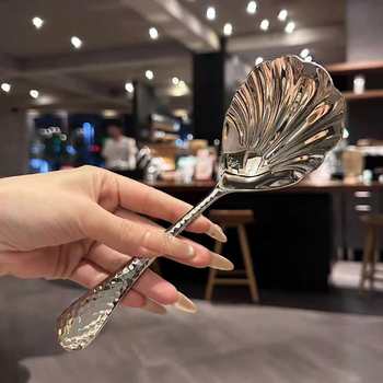 Stainless Steel Serving Spoon, Mixing Spoon, Communal Spoon, Large Shell Spoon, Long-Handled Communal Spoon, Extra Thick Large Serving Spoon