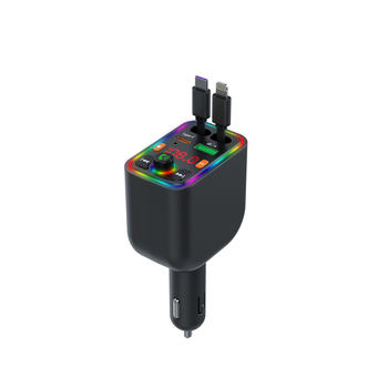 New Retractable Cable Mobile Phone Charger Pd Fast Charging USB Car Charger Car Cigarette Lighter Car Bluetooth Mp3 Player