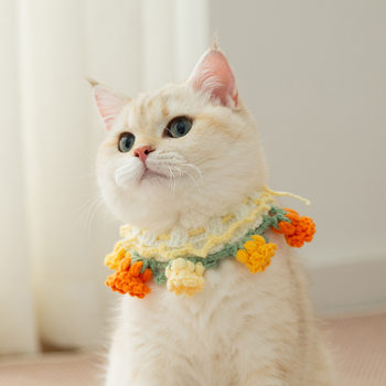 Pet Hand-Knitted Collar, Cute Cat Knitted Necklace, Kitten Collar, Small Size Dogs Dog Neck Scarf Decoration