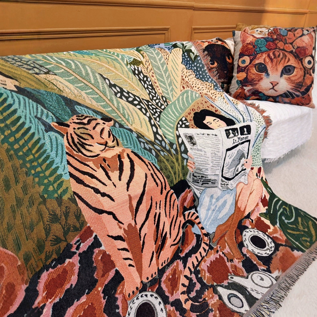Light Luxury Design Nordic INS Fresh Blanket Cover Blanket Bedside Bedroom Tapestry Distinctive Sofa Blanket Tapestry Cotton Blanket