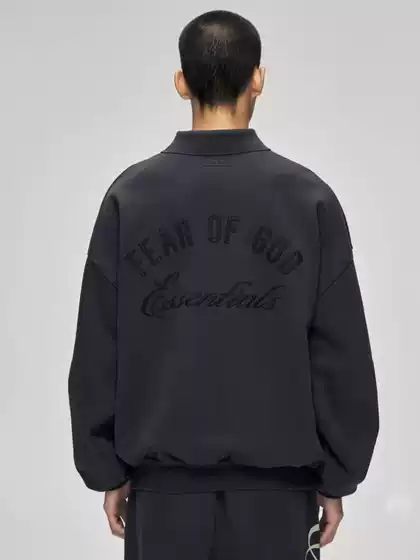 Fog Stack Essentials High Street Casual Loose Embroidered Letter Polo Sweatshirt for Men and Women Trendy