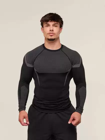 Gym New Muscle Fitness Sports Running Long-Sleeved T-Shirt Tight Breathable Elastic Basketball Training Printed Top