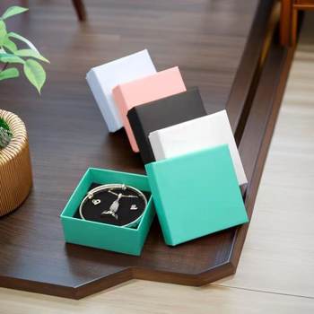 Solid Color Pink Pattern-Free Jewelry Box Jewelry Packaging Necklace Box Pendant Earrings Bracelet Box Manufacturer Ready Stock