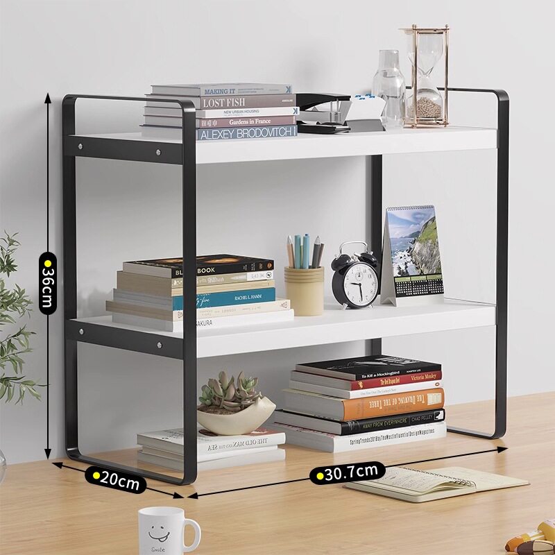 铁艺桌上书架学生宿舍收纳架子办公桌面置物架多层木置物架小书架